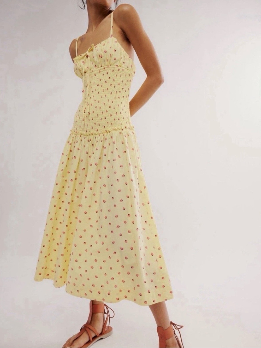 Brand new free people lavender Daze With Strawberry And Lemon Dress Size S